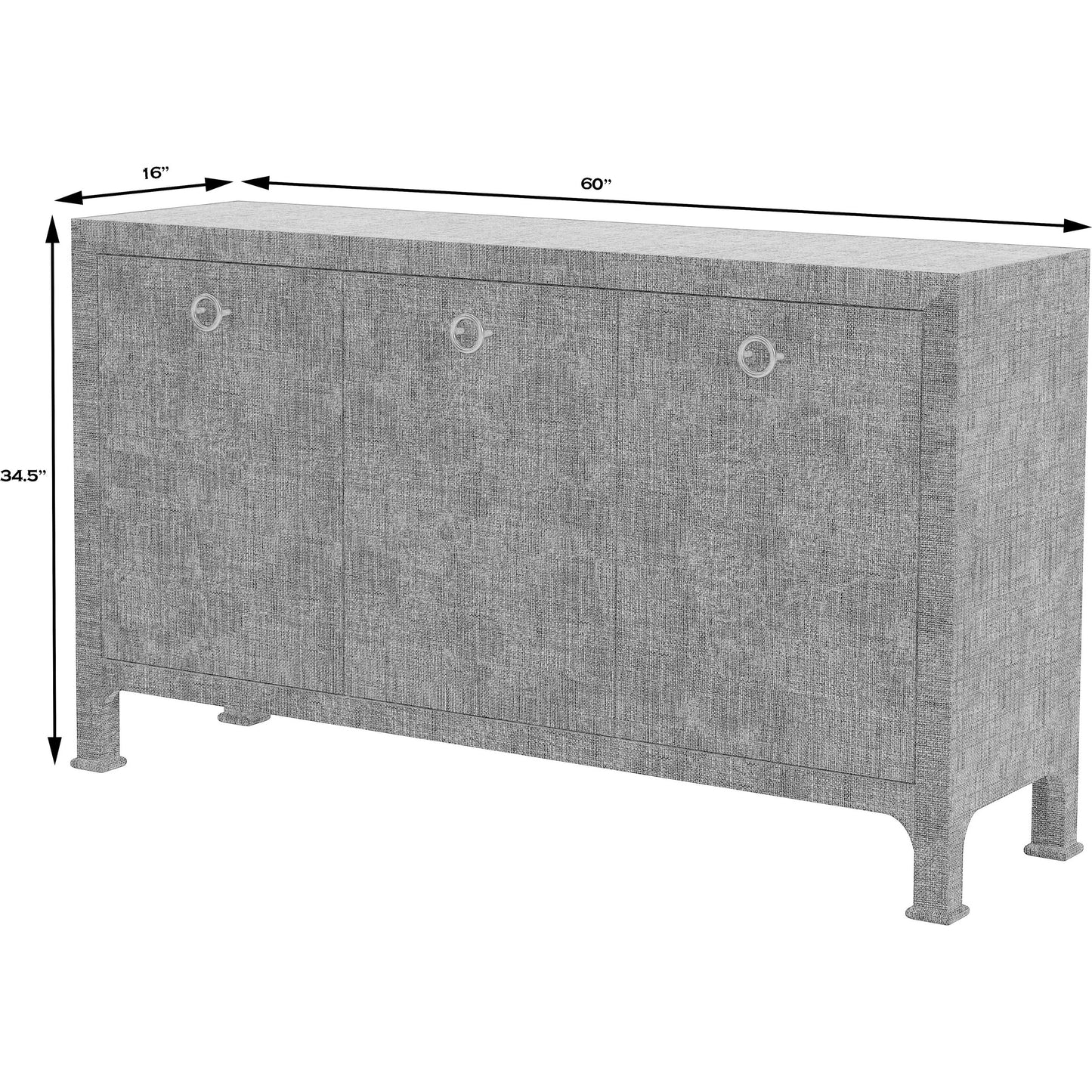 002 SI-2077874 | Additional Silo | Chatham 3-Drawer Raffia Sideboard by Butler Specialty Company in charcoal and charcoal raffia. Made from gmelina beechwood solids, mdf panel with maple veneer, raffia, aluminium in a modern style.