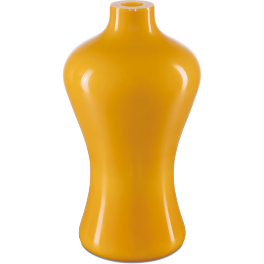 001 SI-2007843 | Primary Silo | Imperial Yellow Peking Maiping Vase by Currey and Company in imperial yellow. Made from glass in a modern style.