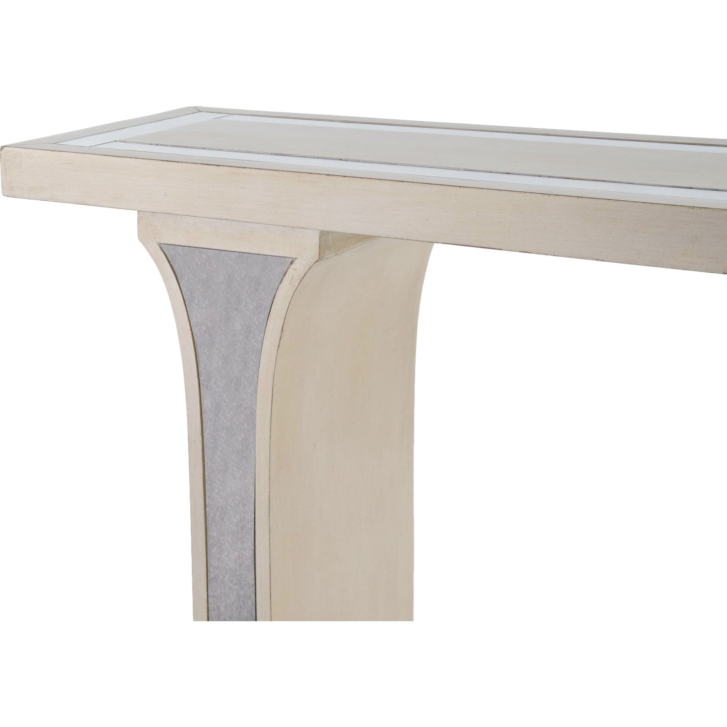 008 O-BUTLER-9201345 | Additional Silo | Katya Console Table by Butler Specialty Company in silver and silver leaf. Made from poplar hardwood solids, distressed mirror in a modern style.