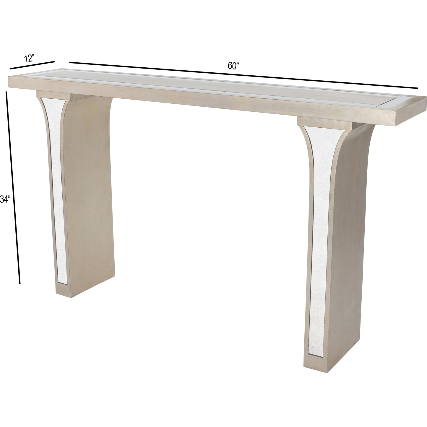 004 O-BUTLER-9201345 | Additional Silo | Katya Console Table by Butler Specialty Company in silver and silver leaf. Made from poplar hardwood solids, distressed mirror in a modern style.