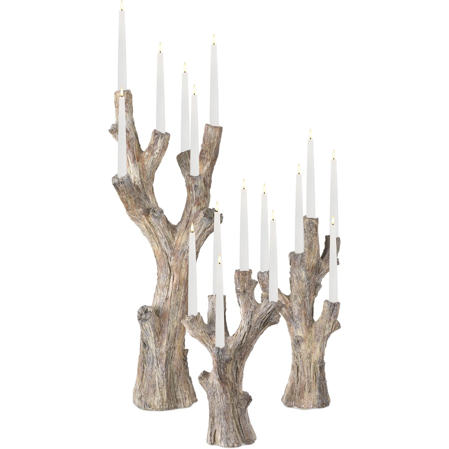 021 SI-2191814 | Additional Silo | Rafaela Flameless LED Candelabra by Currey and Company in dark brown. Made from composite in a rustic style.