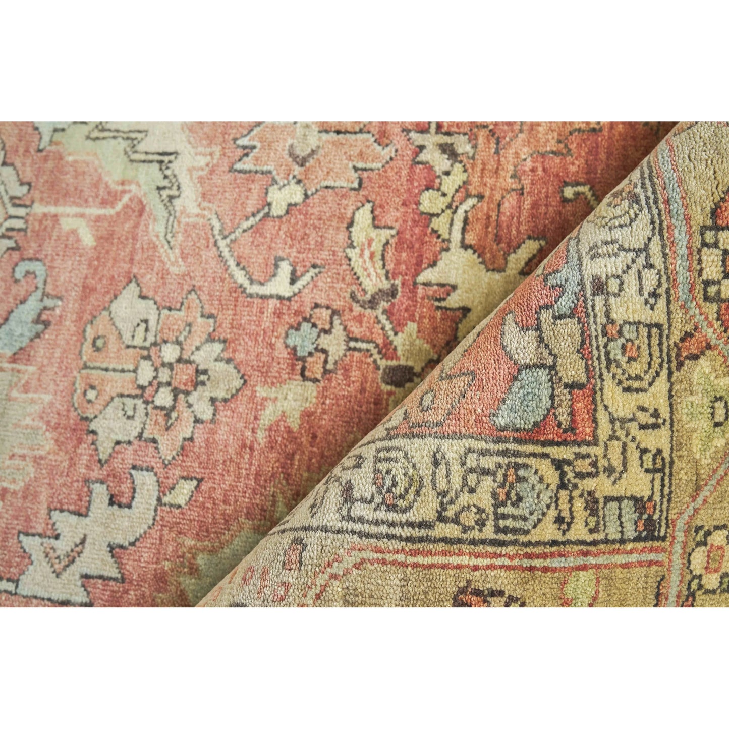 036 SI-2385753 | Closeup | Antique Weave Handmade Serapi Rug by Exquisite Rugs in rust, gold. Made from new zealand wool in a unique style.