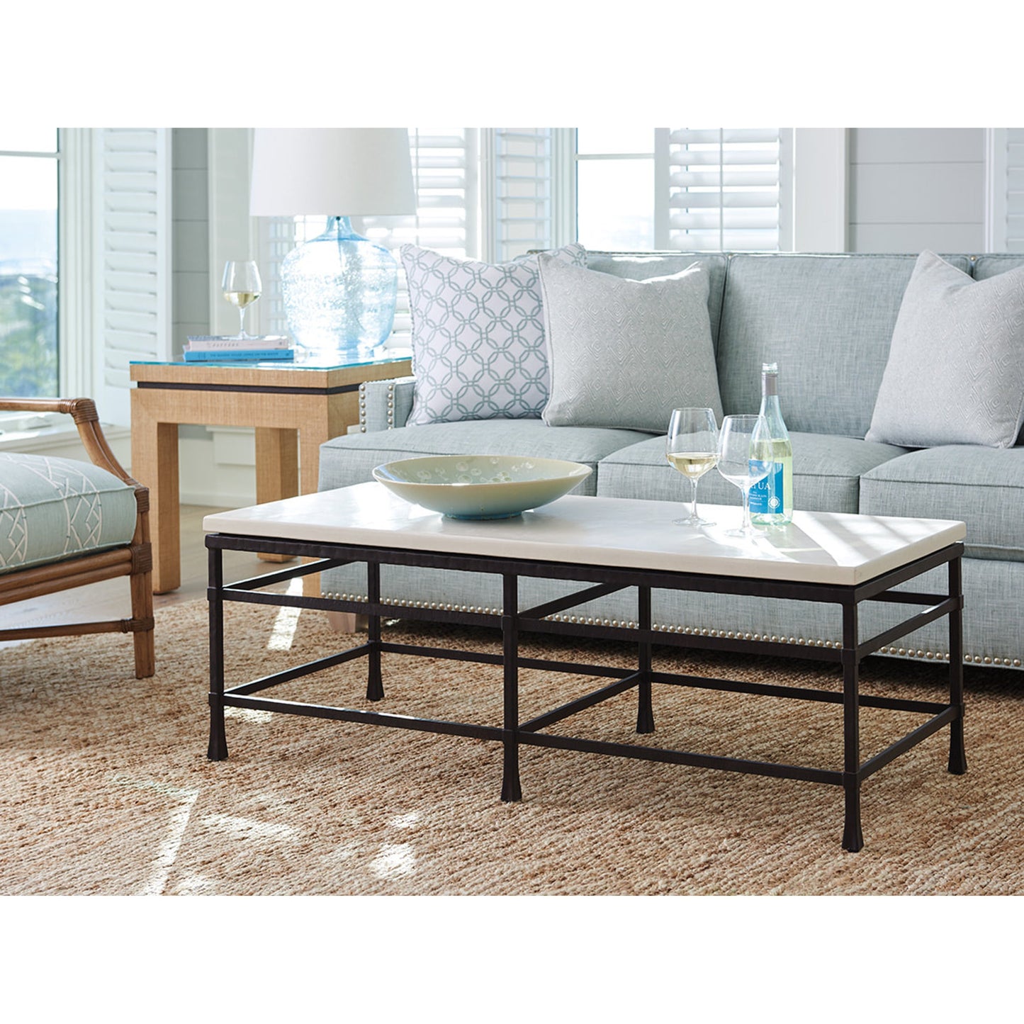 003 SR-834789 | Lifestyle | Breakwater Metal and Stone Cocktail Table by Lexington. Made from unique in a modern style.