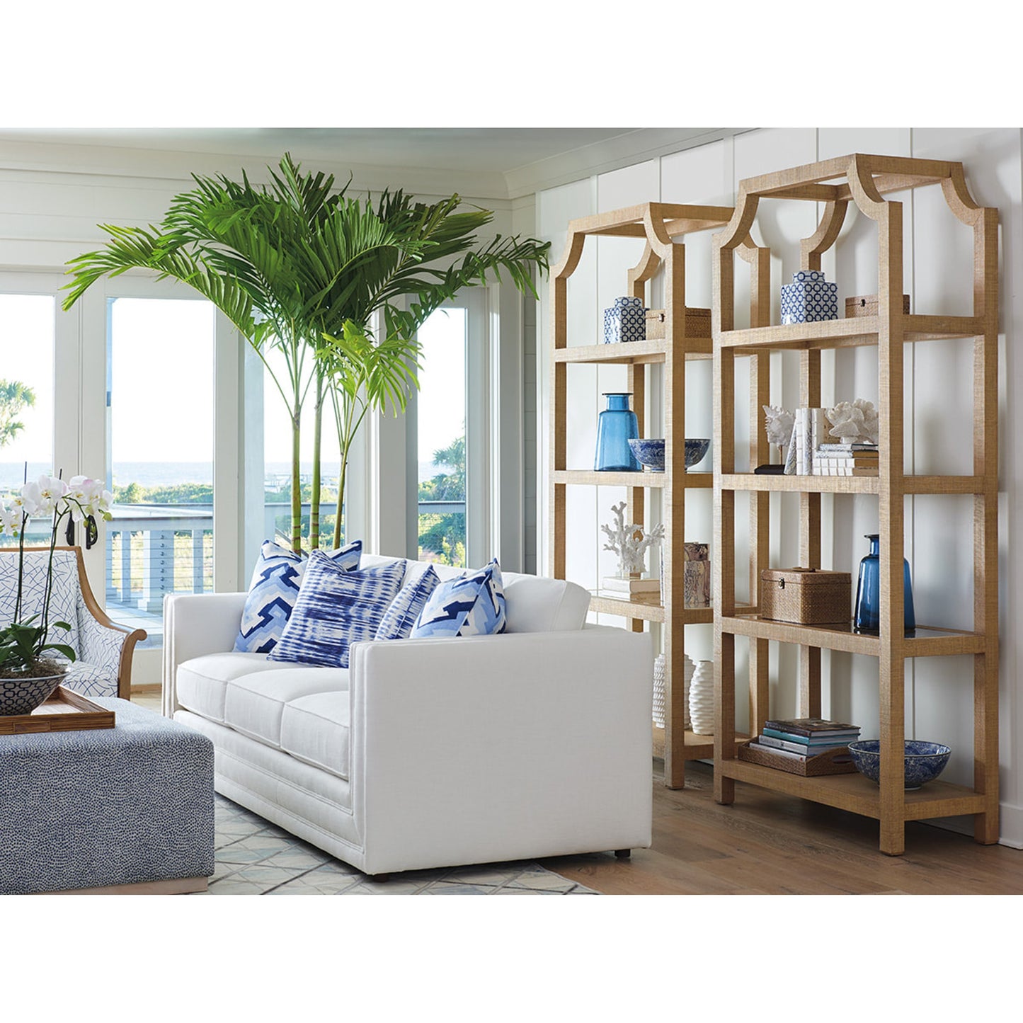 002 SR-834777 | Lifestyle | Beachcomber Raffia Etagere by Lexington. Made from unique in a transitional style.