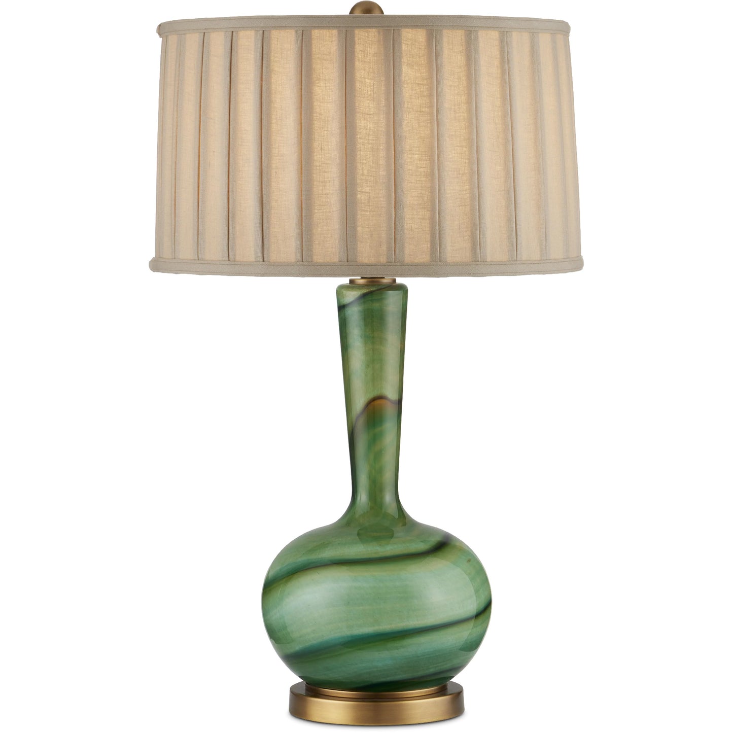 004 SI-2191763 | Additional Silo | Lamartine Table Lamp by Currey and Company in green, antique brass. Made from glass, metal in a modern style.