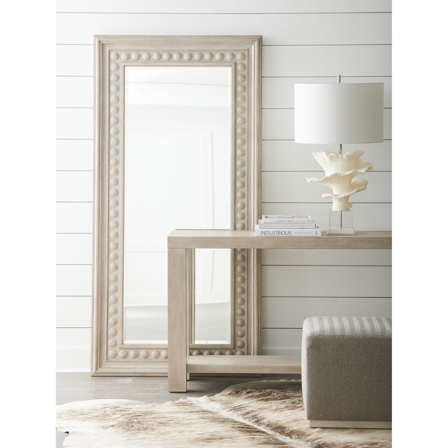 003 SR-834799 | Lifestyle | Carbon Floor Mirror by Barclay Butera in taupe. Made from unique in a cottage & farmhouse style.