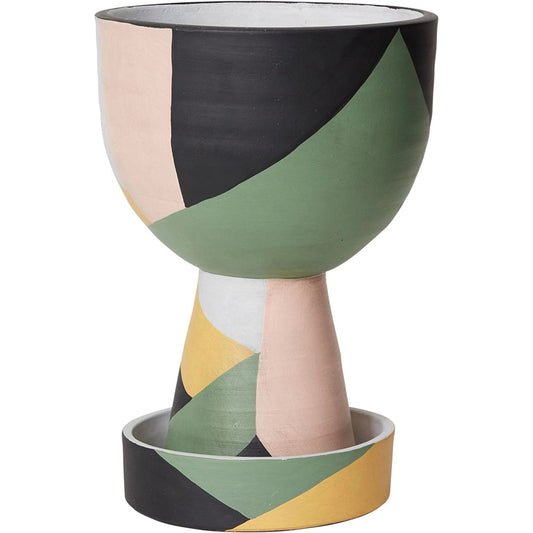 Ayton Pot with Saucer by Accent Decor in multicolor. Made from ceramic in a modern style.