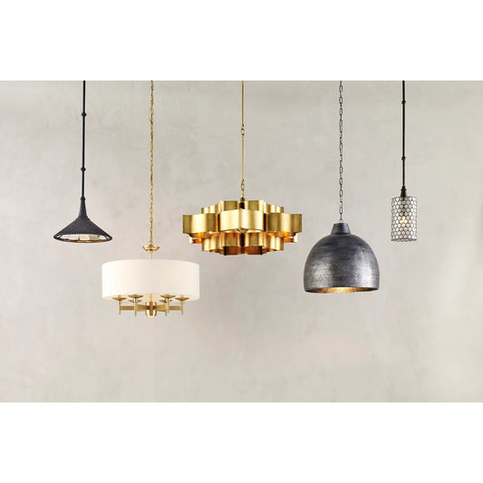 Bering Chandelier by Currey and Company in antique brass. Made from brass in a traditional style.