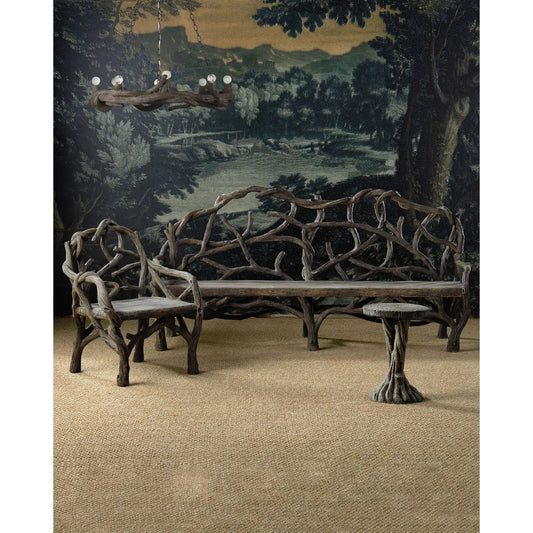 Dunmore Chandelier by Currey and Company in charbon de bois. Made from concrete, wrought iron in a cottage & farmhouse style.