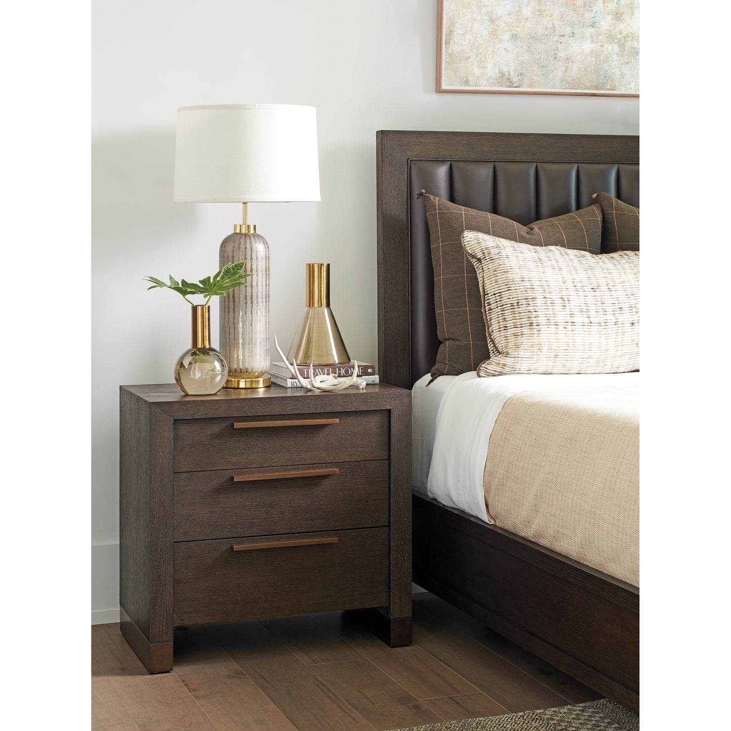 002 SI-1770720 | Lifestyle | Jordanelle Nightstand by Lexington in dark mocha. Made from unique in a modern style.