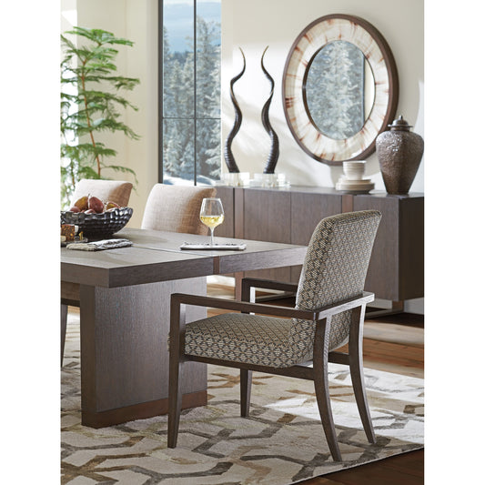 Glenwild Pattern Arm Chair by Barclay Butera in dark mocha. Made from unique in a transitional style.