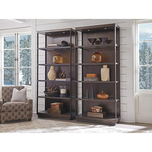 Sugarloaf Etagere by Barclay Butera in dark mocha. Made from unique in a modern style.