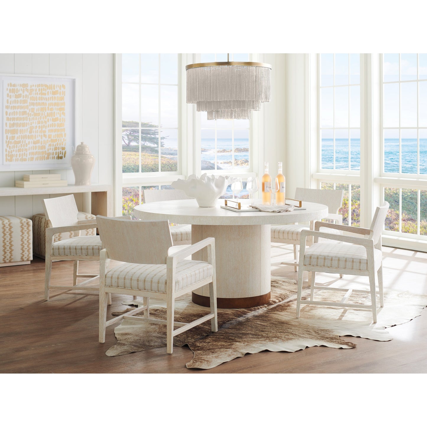 002 SI-1770758 | Lifestyle | Selfridge Dining Table by Barclay Butera in winter white. Made from unique in a transitional style.