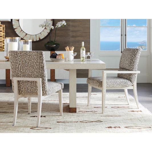Palmero Pattern Side Chair by Barclay Butera in winter white. Made from unique in a eclectic & global style.