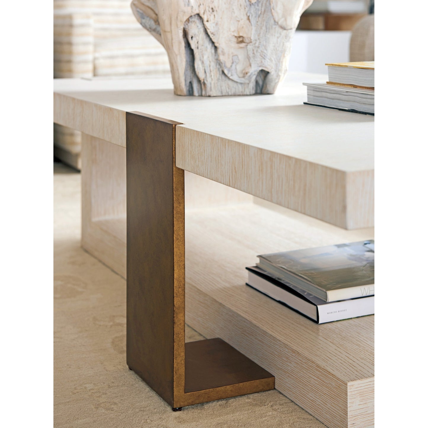 003 SI-1770774 | Lifestyle | Sunridge Cocktail Table by Lexington in winter white. Made from unique in a modern style.