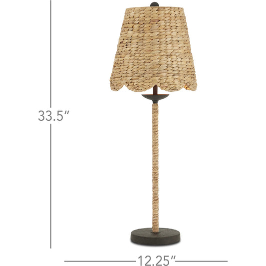 Annabelle Table Lamp by Currey and Company in natural, mole black. Made from metal in a cottage & farmhouse style.