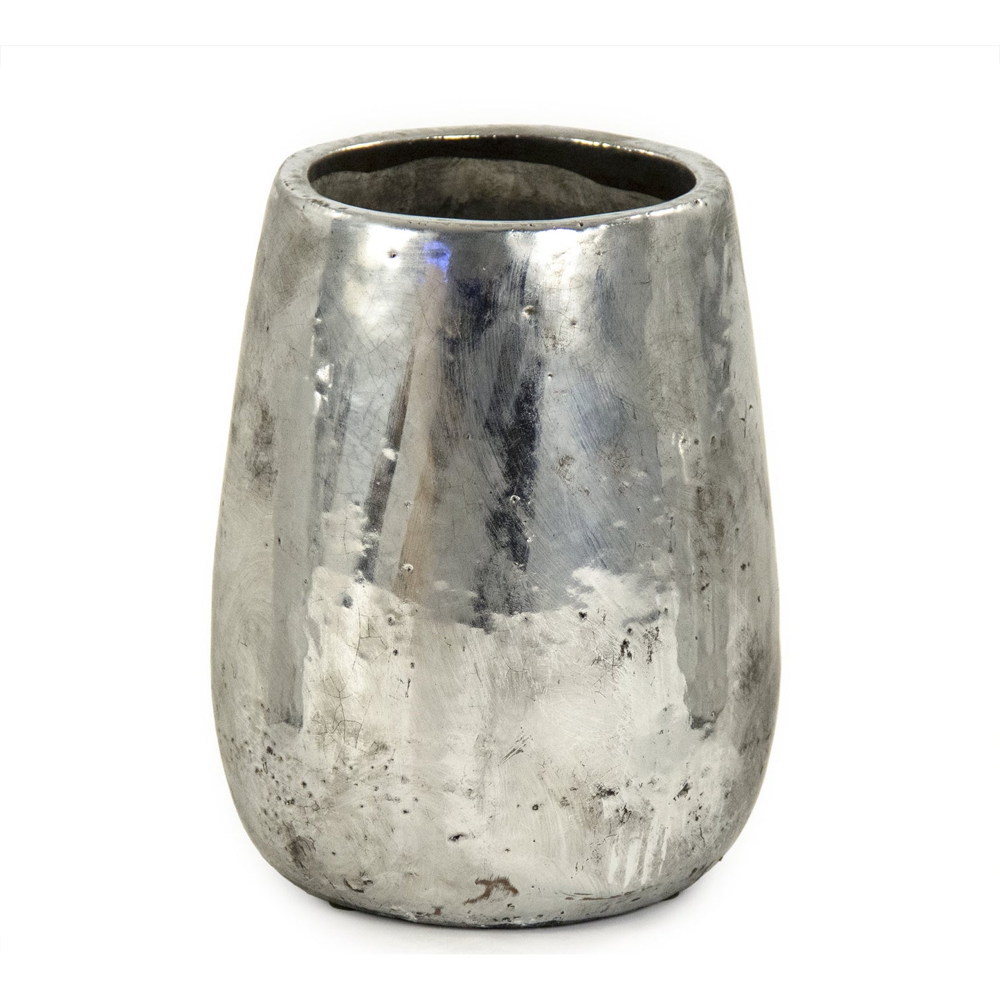 004 SR-900156 | Additional Silo | Distressed Metallic Vase by Zentique in distressed metallic silver. Made from stoneware in a transitional style.