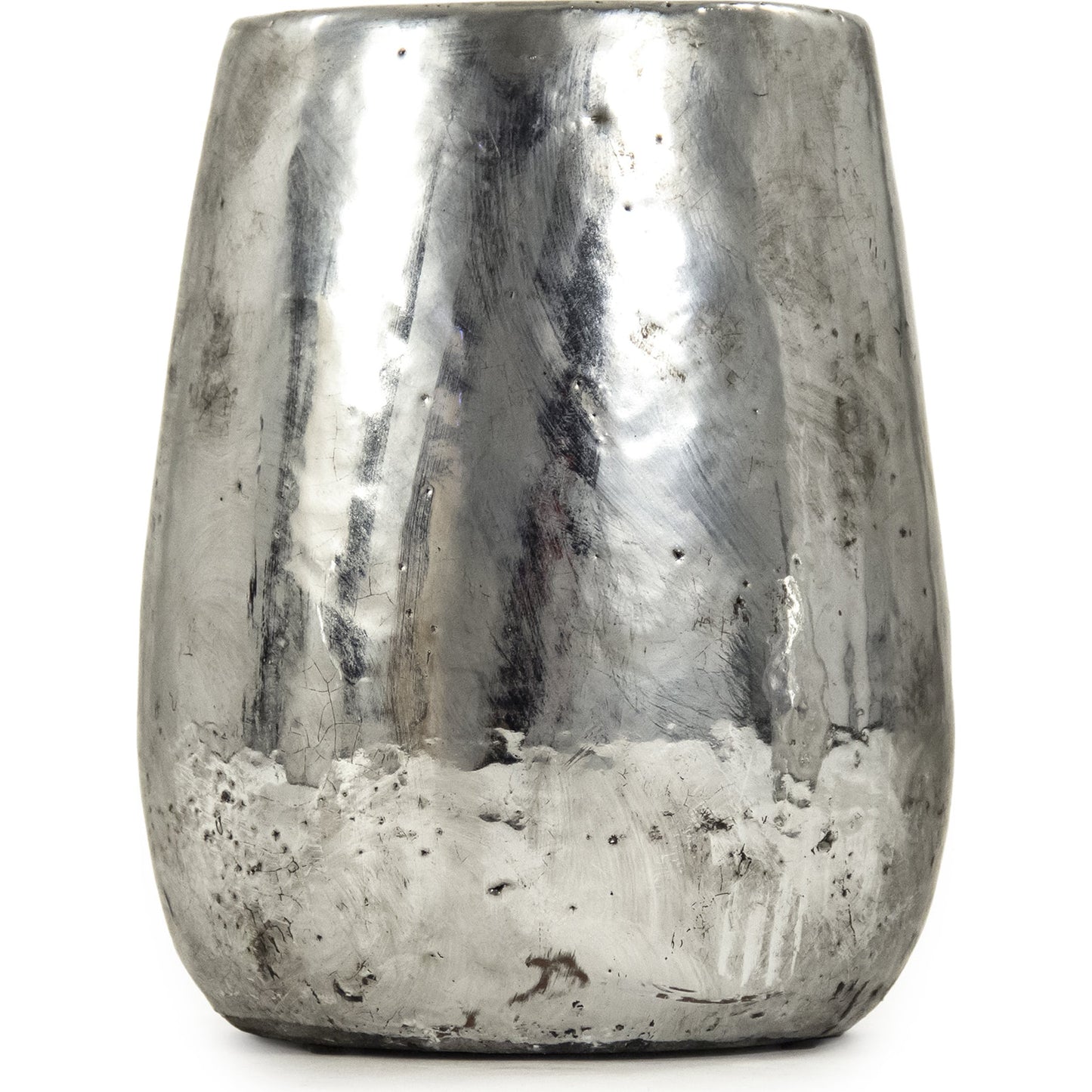 001 SR-900156 | Additional Silo | Distressed Metallic Vase by Zentique in distressed metallic silver. Made from stoneware in a transitional style.