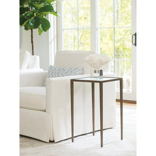 Wyland Accent Table by Barclay Butera in textured brass. Made from unique in a modern style.