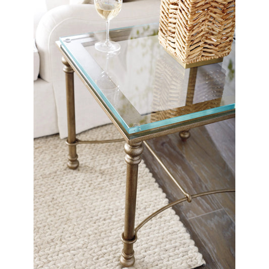 Bluff End Table by Barclay Butera in burnished brass. Made from unique in a transitional style.