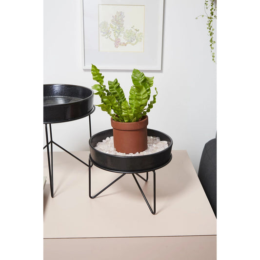 Encino Tray with Stand by Accent Decor in black. Made from ceramic in a modern style.