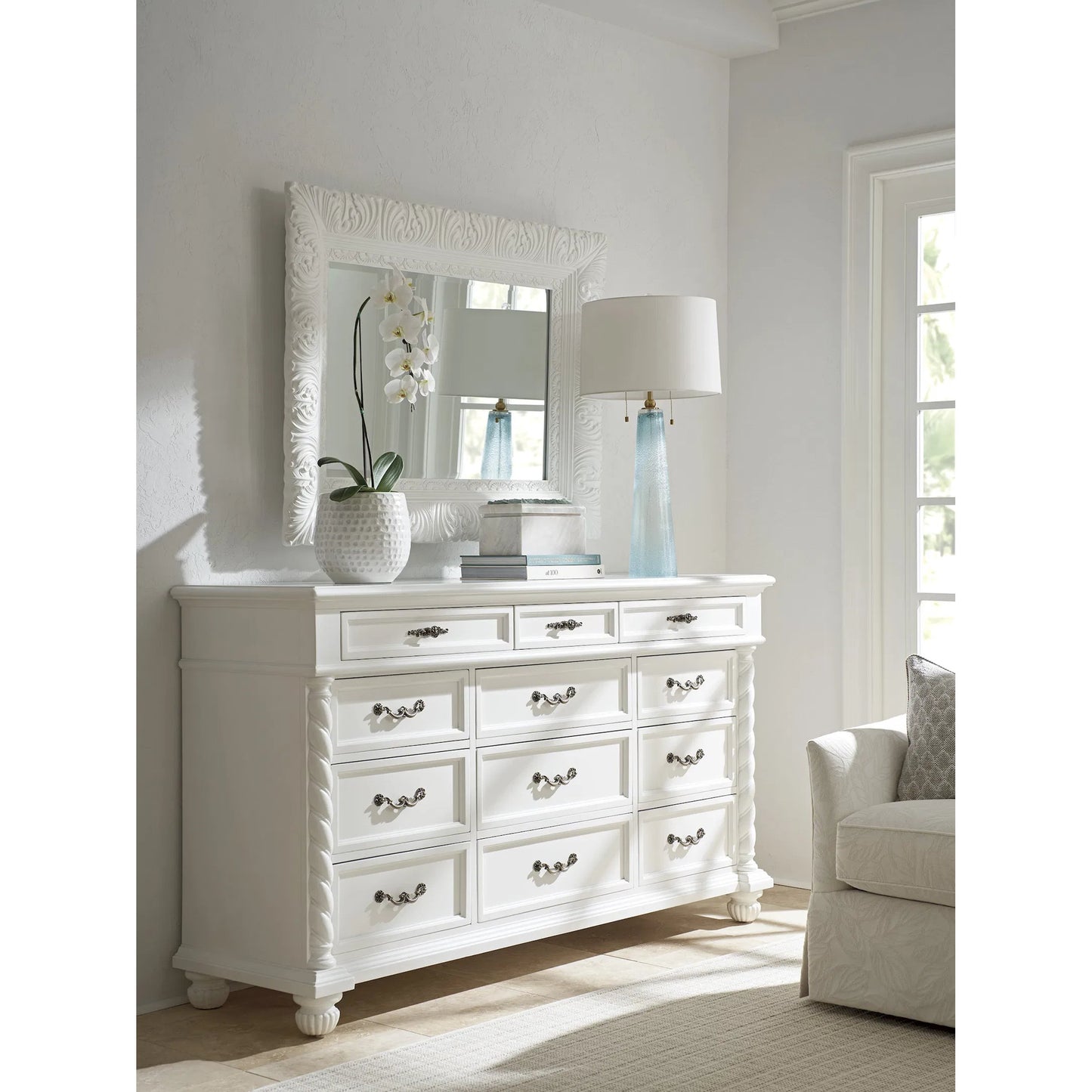 003 SI-2242512 | Additional Silo | Aegean Triple Dresser by Barclay Butera in polo mallet white. Made from unique in a unique style.