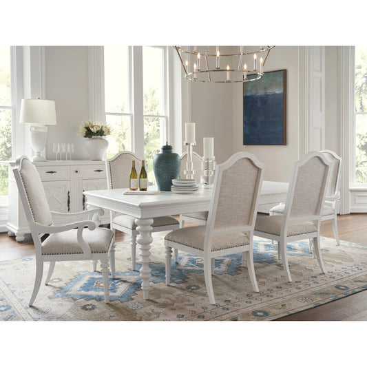 Palazzo Rectangular Dining Table by Barclay Butera in polo mallet white. Made from unique in a traditional style.