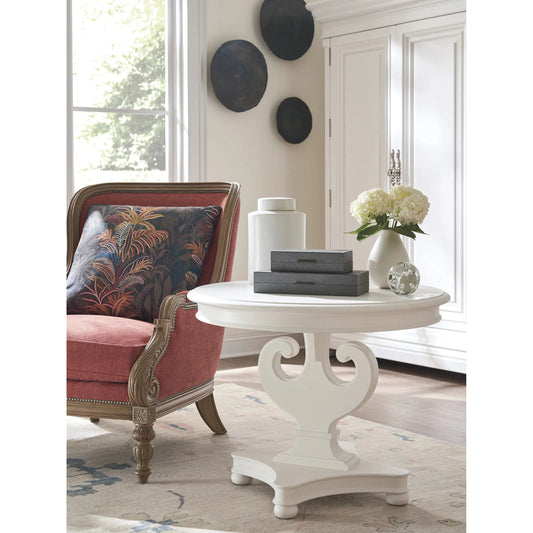 Athenia Center Table by Barclay Butera in polo mallet white. Made from unique in a traditional style.