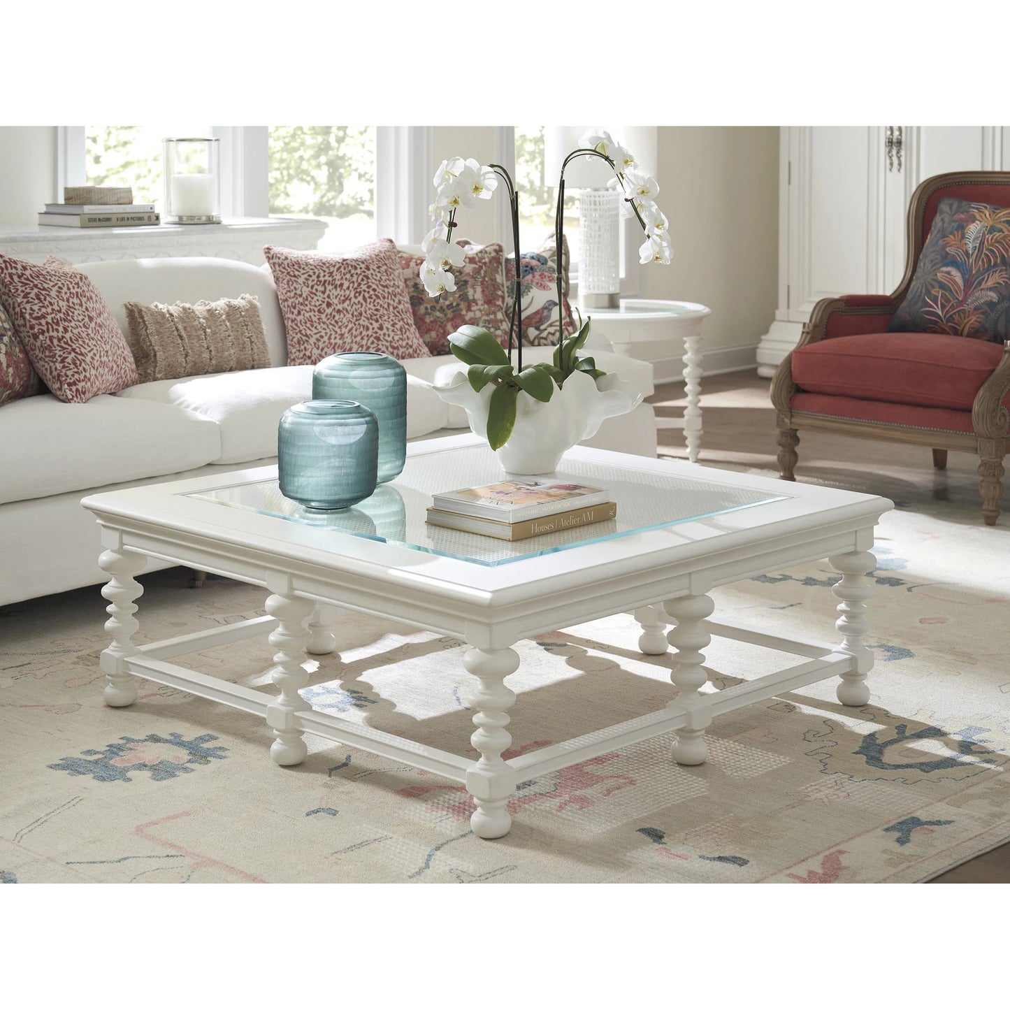 002 SI-2242528 | Additional Silo | Cyprus Square Cocktail Table by Barclay Butera in polo mallet white. Made from unique in a unique style.