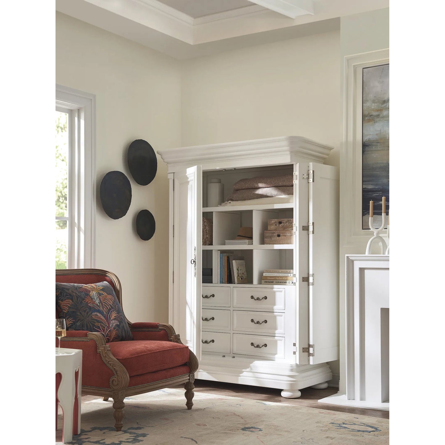002 SI-2242537 | Additional Silo | Grand Villa Cabinet by Barclay Butera in polo mallet white. Made from unique in a unique style.