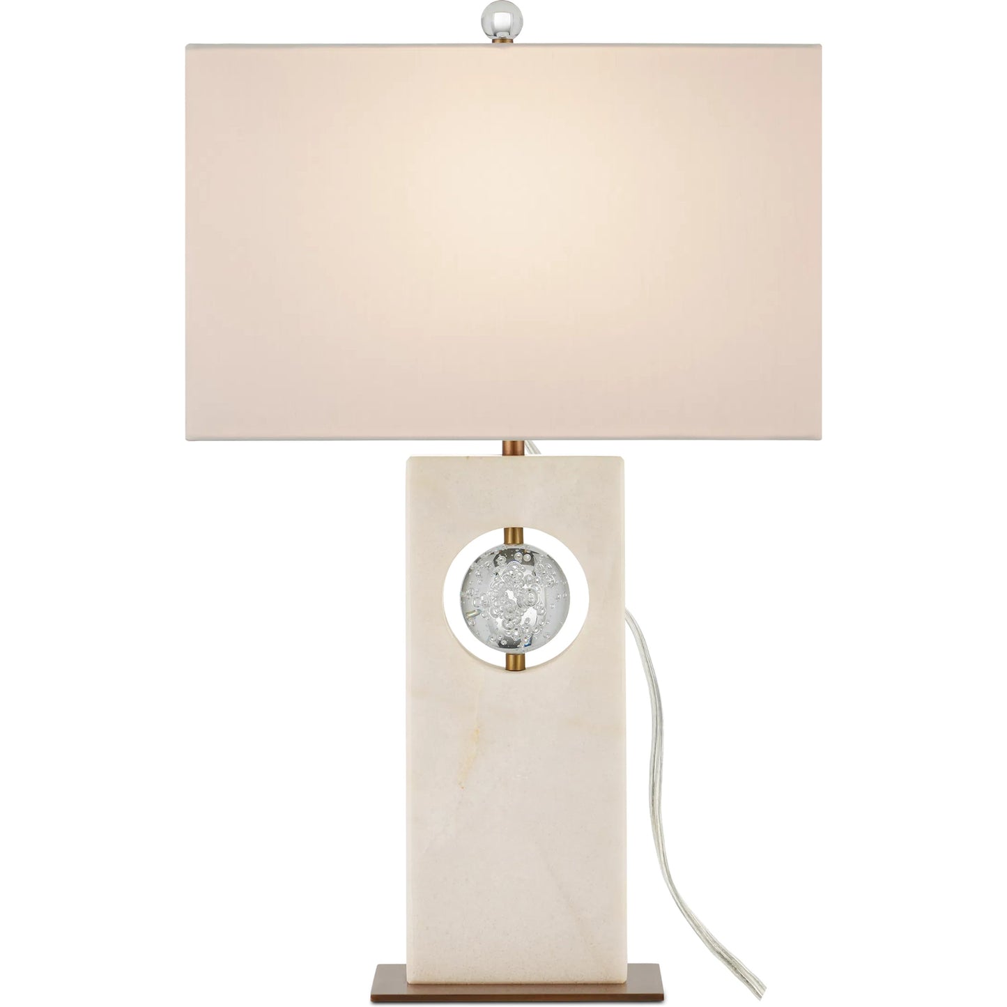 002 SI-2191811 | Primary Silo | Radiant Table Lamp by Currey and Company in white, clear, antique brass. Made from white marble, glass, metal in a modern style.