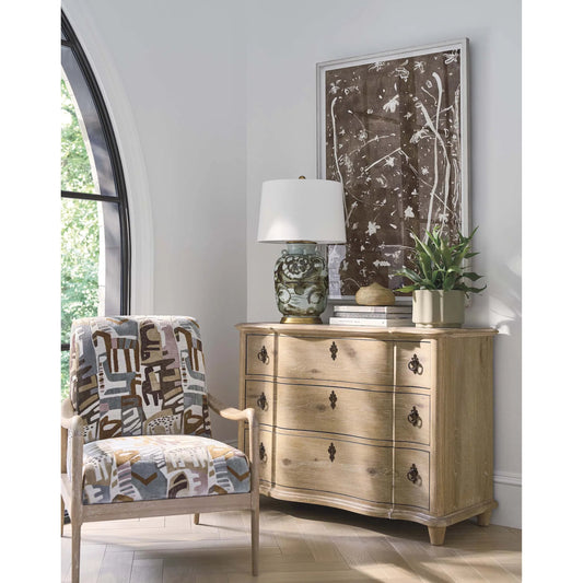 Camino Hall Chest by Barclay Butera in tan. Made from white oak in a unique style.