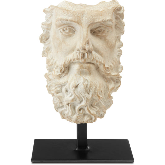 Head of Zeus by Currey and Company in aged beige, black. Made from composite, metal in a coastal style.