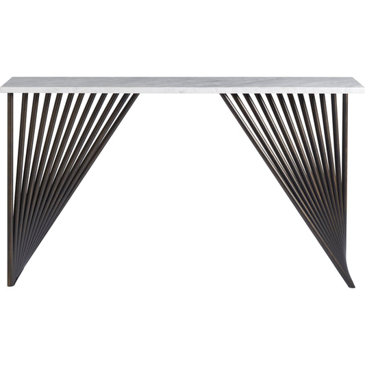 Nina Magon Marcel Console Table by Universal Furniture in dark bronze and bronze metal. Made from unique in a modern style.