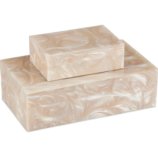 Perlas Swirl Box Set by Currey and Company in ivory, natural. Made from composite, wood in a modern style.