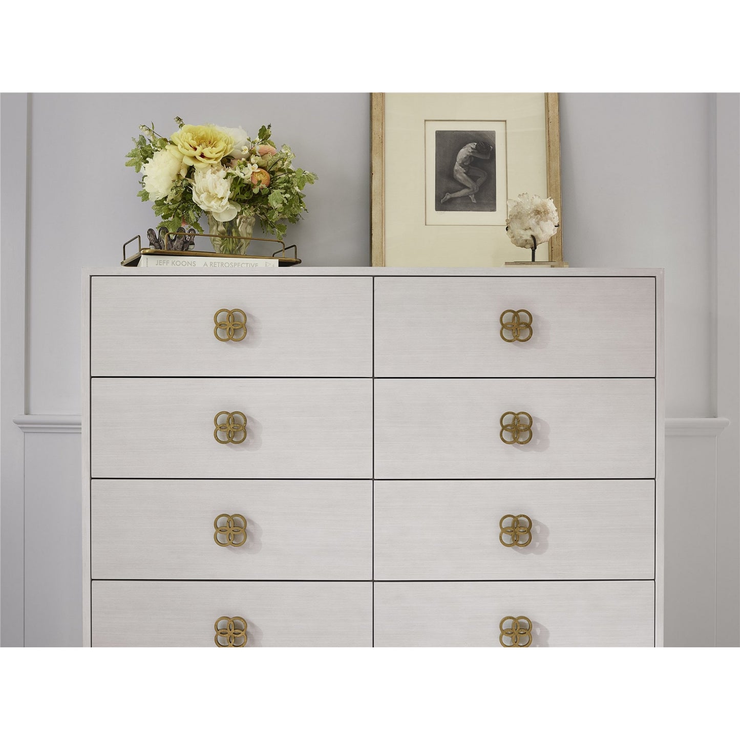 008 SR-909223 | Lifestyle | Peony Drawer Chest by Miranda Kerr Home in gold and alabaster. Made from unique in a modern style.