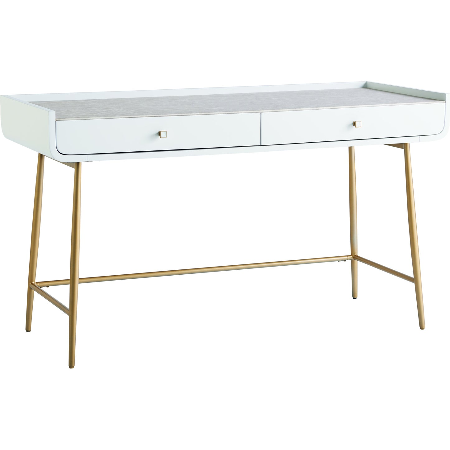 002 SR-909187 | Additional Silo | Allure Vanity Desk by Miranda Kerr Home in gold and white lacquer. Made from unique in a modern style.