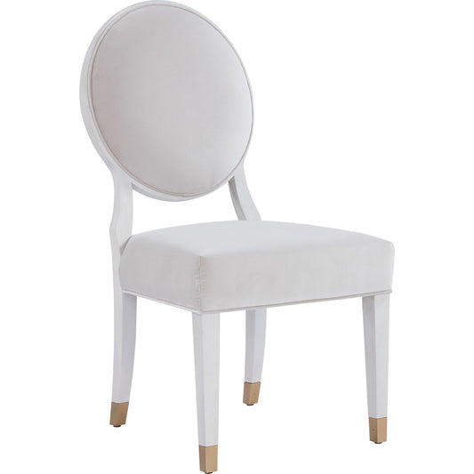 Love Joy Bliss Oval Back Side Chair (Set of 2) by Miranda Kerr Home in diamond velvet pearl and alabaster. Made from 100% polyester in a traditional style.