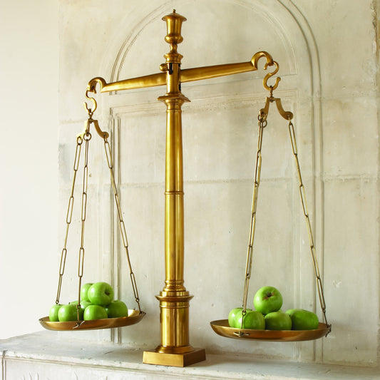 Library Scales by Global Views. Made from brass in a traditional style.