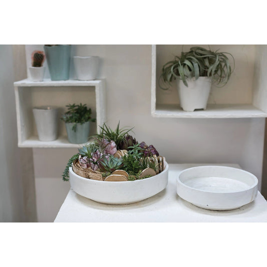 Zane Bowl by Accent Decor in white. Made from concrete in a modern style.