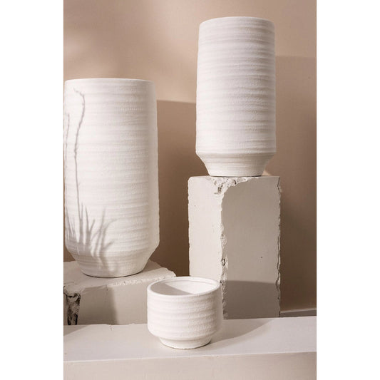 Andrade Pot by Accent Decor in white. Made from concrete in a modern style.