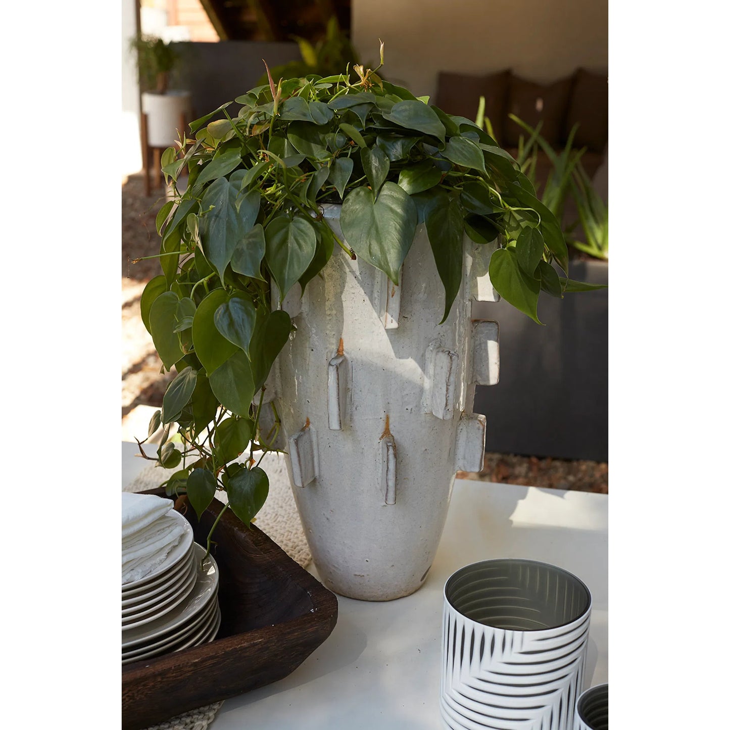 001 SI-2254250 | Lifestyle | Ari Planter by Accent Decor in white. Made from ceramic in a modern style.