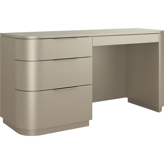 Oblique Desk by Caracole in soft silver paint gloss. Made from unique in a transitional style.