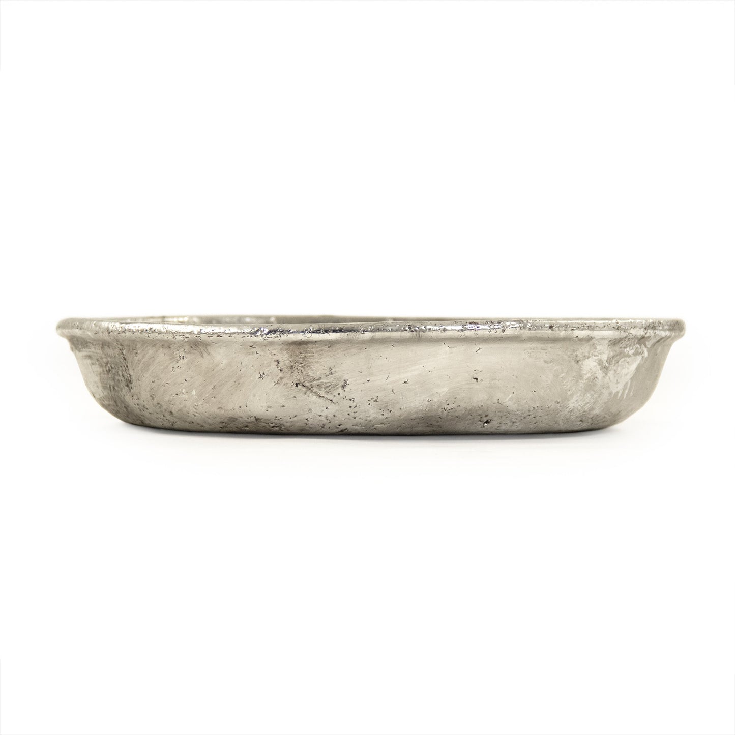 003 SR-900148 | Additional Silo | Distressed Metallic Plate by Zentique in distressed metallic silver and stoneware. Made from stoneware in a transitional style.