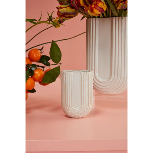 Eos Vase (Set of 4) (Set of 4) by Accent Decor in white. Made from ceramic in a modern style.