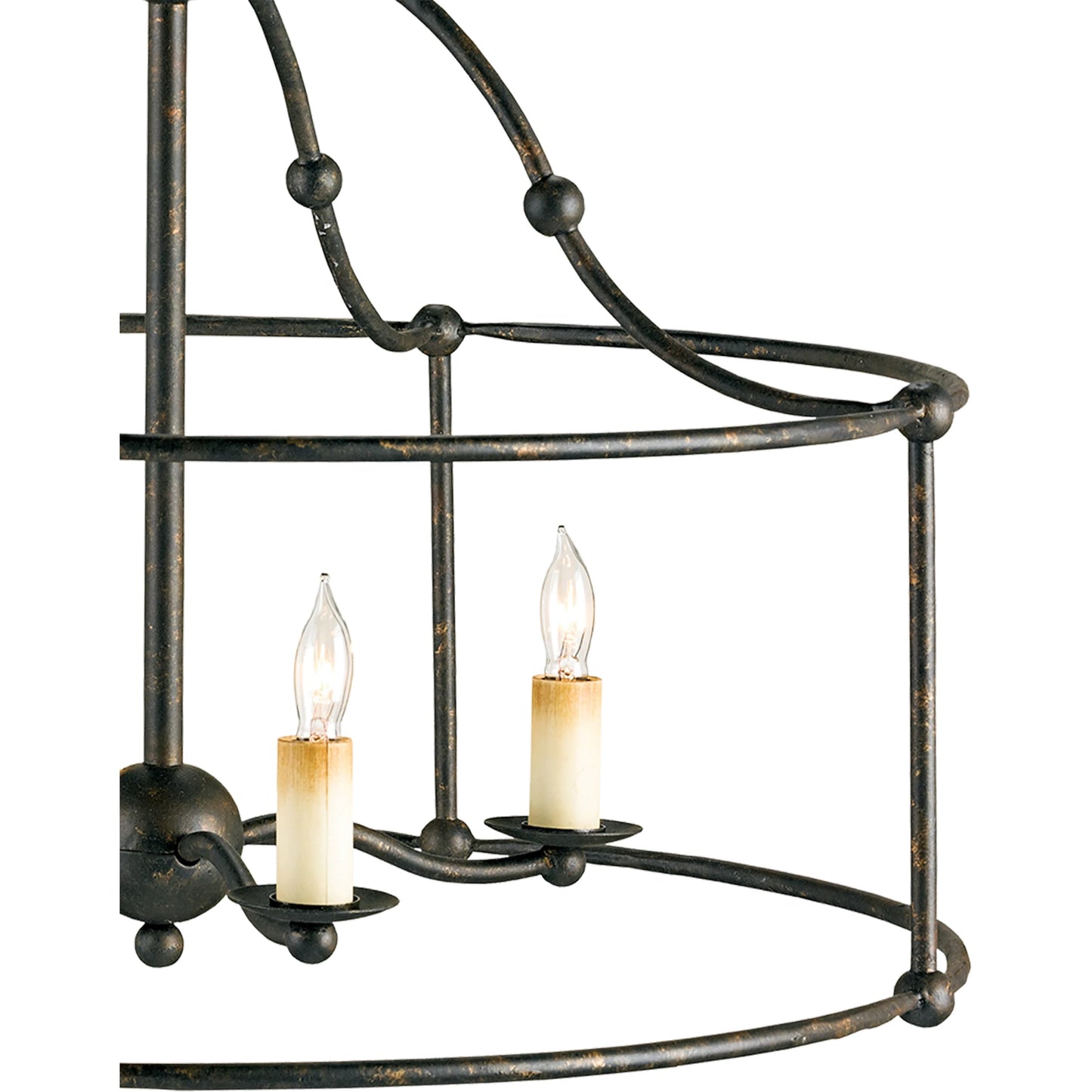 004 S-223954 | Closeup | Fitzjames Pendant/Semi-Flush by Currey and Company in mayfair. Made from wrought iron in a traditional style.