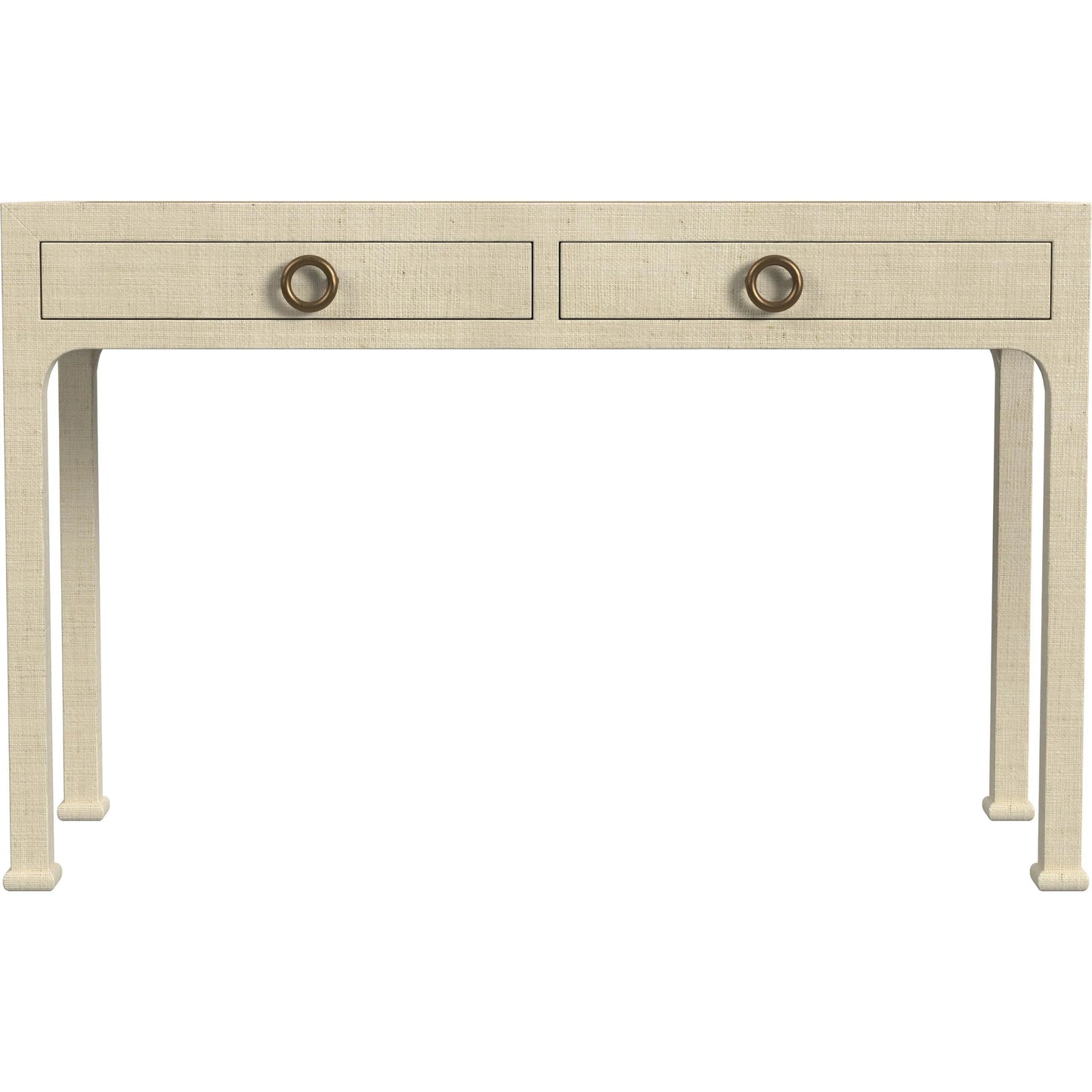 015 SI-2333902 | Unknown | Chatham Raffia 2-Drawer Desk by Butler Specialty Company. Made from saguran raffia, gmelina arborea wood, mdf, oak veneer, aluminum in a unique style.