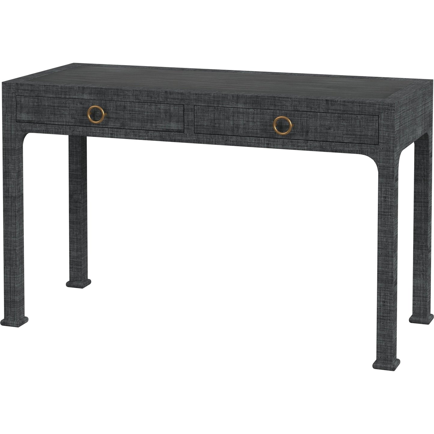 001 SI-2077889 | Additional Silo | Chatham Raffia Desk by Butler Specialty Company in charcoal and charcoal raffia. Made from gmelina solids (in english: beechwood), mdf, oak veneer, saguran raffia, aluminum in a transitional style.