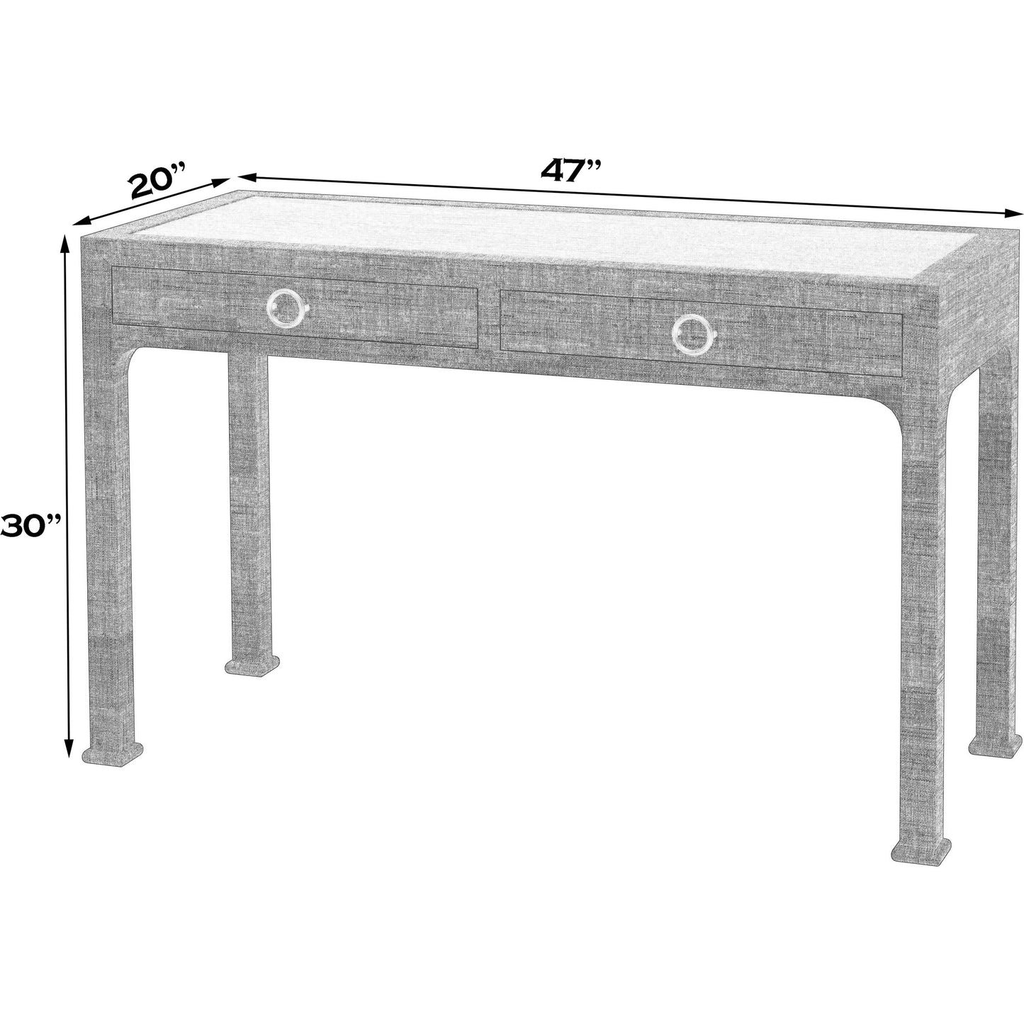 002 SI-2077889 | Additional Silo | Chatham Raffia Desk by Butler Specialty Company in charcoal and charcoal raffia. Made from gmelina solids (in english: beechwood), mdf, oak veneer, saguran raffia, aluminum in a transitional style.