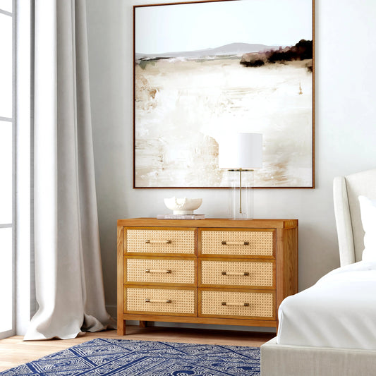Mesa 6-Drawer Dresser by Butler Specialty Company in natural and natural & cane. Made from mdf: 55%, oak wood: 45% in a cottage & farmhouse style.